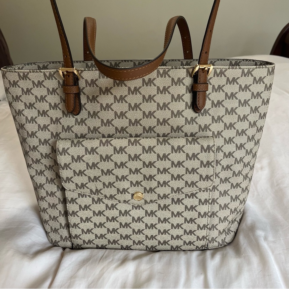 Michael Kors Beige and Brown Monogram Tote